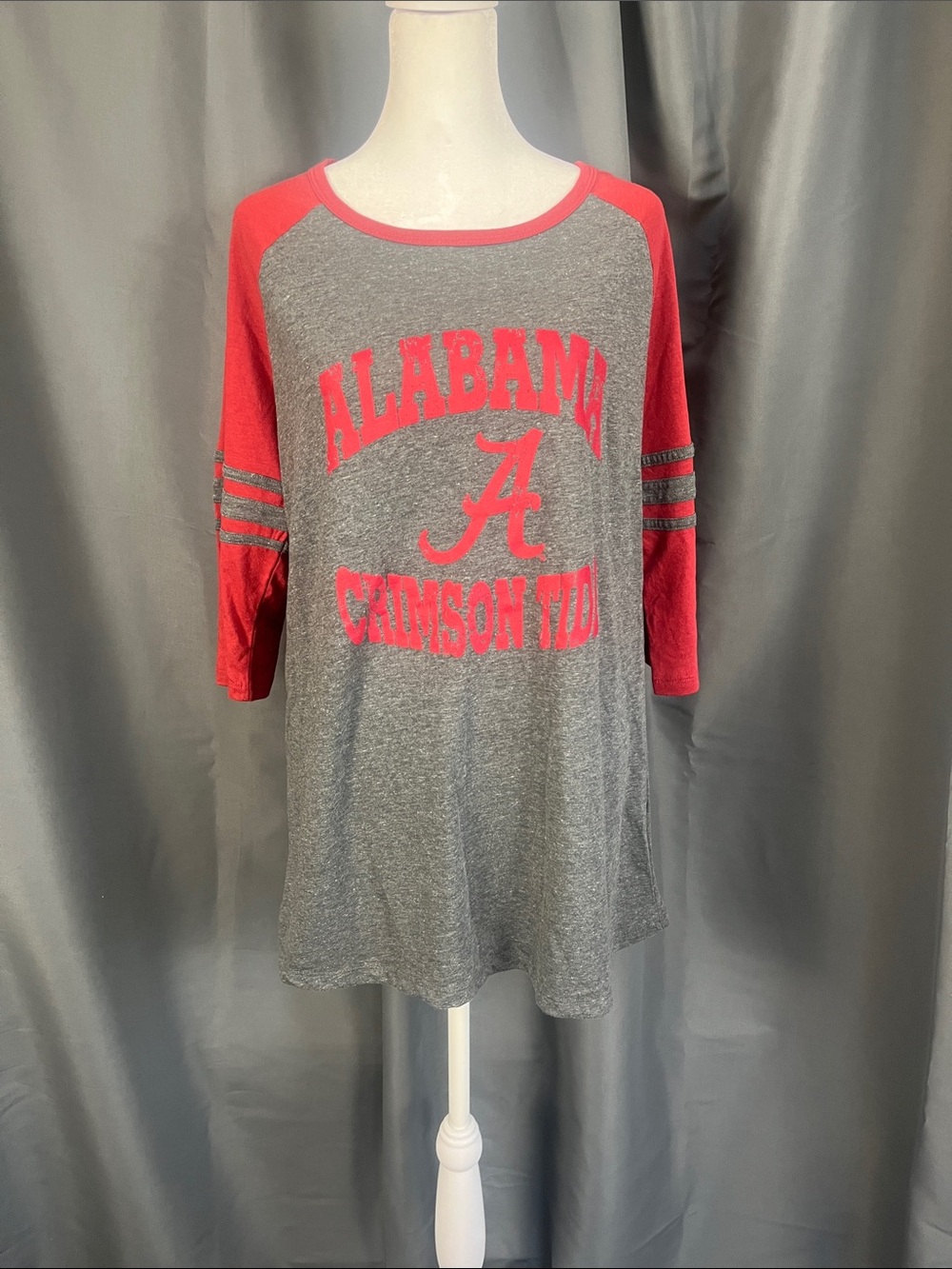 Alabama Crimson Tide Gray & Red 3/4 sleeve Raglan Tee